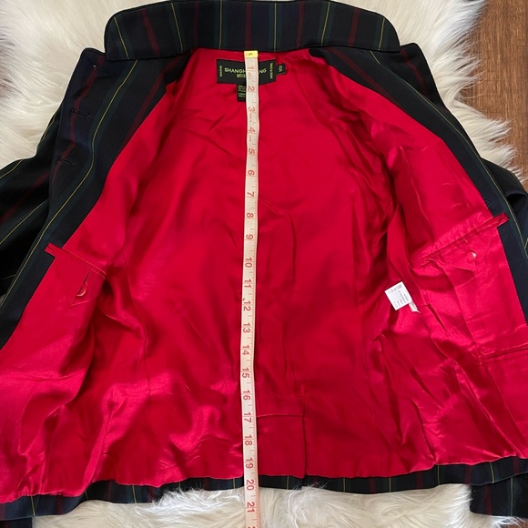 Shanghai Tang SIZE 2 (XS) Stripe Mandarin Blazer Jacket Navy - Picture 16 of 17